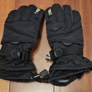 Youth M Black Insulated Ski Gloves